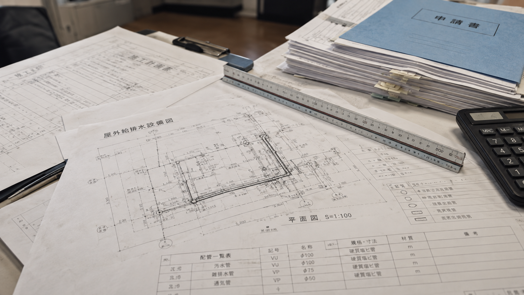 給排水申請で使用する図面と申請書類